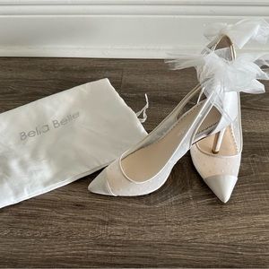 Bella Belle, model Matilda Ivory. Polka Dot Ivory Slingback Pumps Tulle Heels